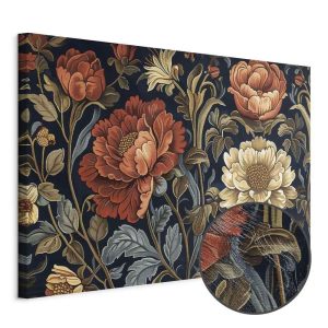 Tableau - Tapestry Large Flowers Retro Floral Motif in Kilim Style