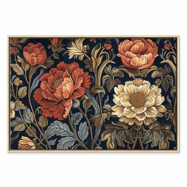 Tableau - Tapestry Large Flowers Retro Floral Motif in Kilim Style