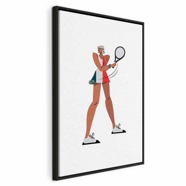 Tableau - Tennis Player With a Racket on a Light Background - Illustration
