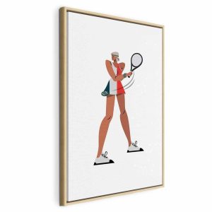 Tableau - Tennis Player With a Racket on a Light Background - Illustration