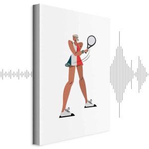 Tableau - Tennis Player With a Racket on a Light Background - Illustration