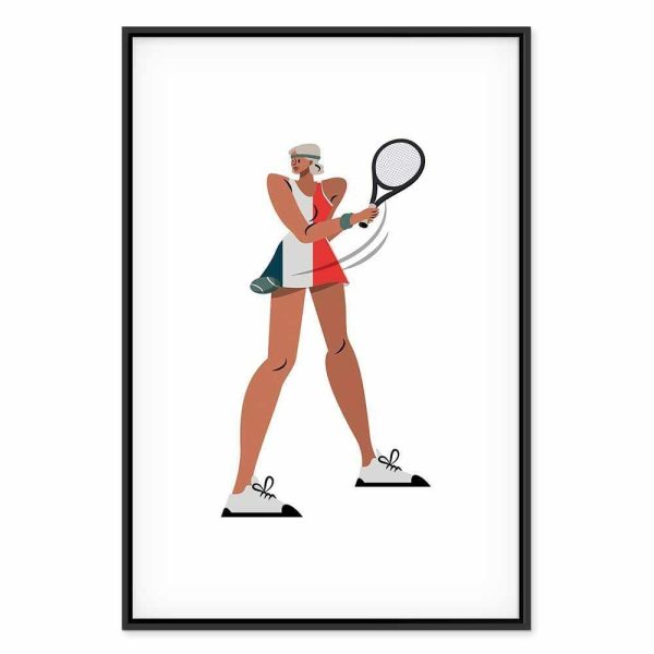 Tableau - Tennis Player With a Racket on a Light Background - Illustration