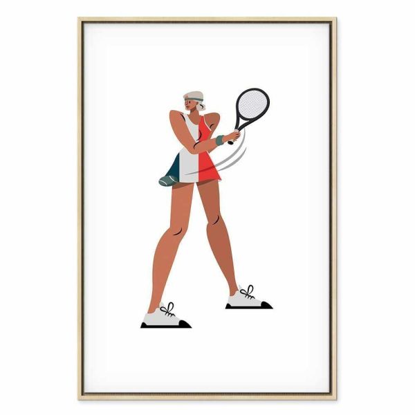 Tableau - Tennis Player With a Racket on a Light Background - Illustration