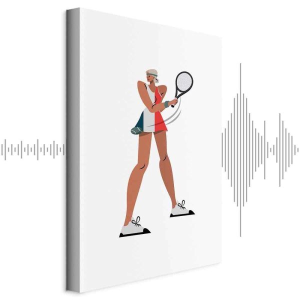 Tableau - Tennis Player With a Racket on a Light Background - Illustration