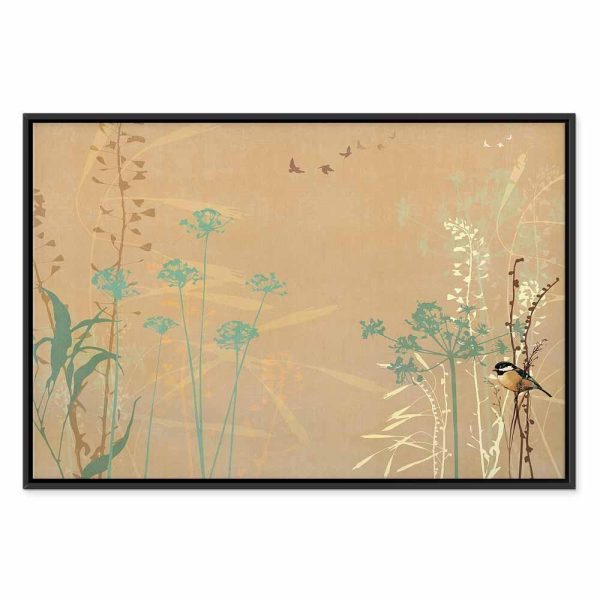 Tableau - Tiny Bird - Colorful Grasses in Golden Shades of Sunset