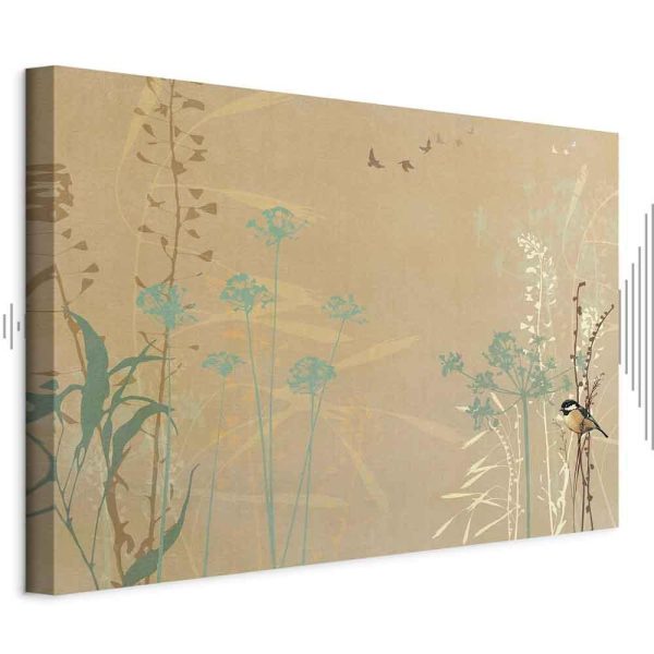 Tableau - Tiny Bird - Colorful Grasses in Golden Shades of Sunset