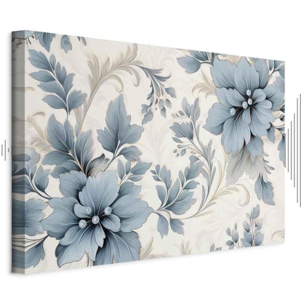 Tableau - Turquoise Flowers in Retro Ambience Floristic Ornaments