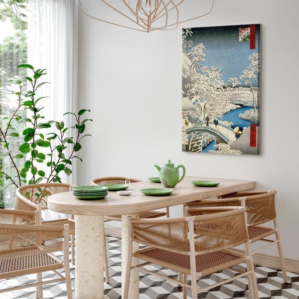 Tableau - Utagawa Hiroshige – Drum bridge and Setting Sun Hill at Meguro