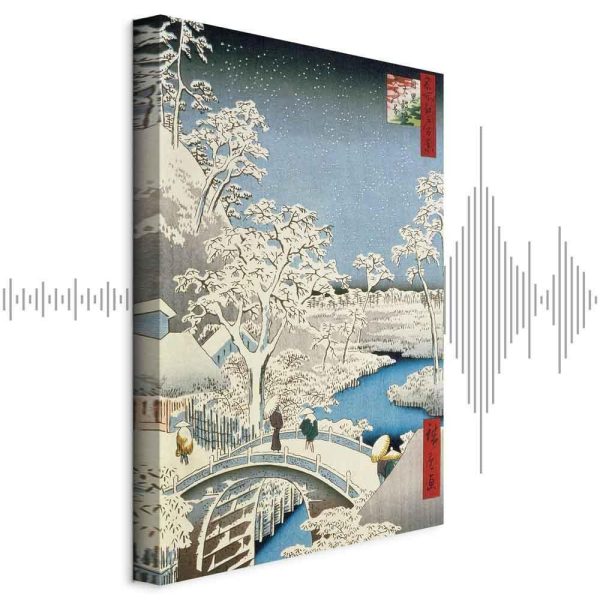 Tableau - Utagawa Hiroshige – Drum bridge and Setting Sun Hill at Meguro