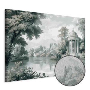 Tableau - View of the Park and Lake Retro Vintage Landscape in Greens