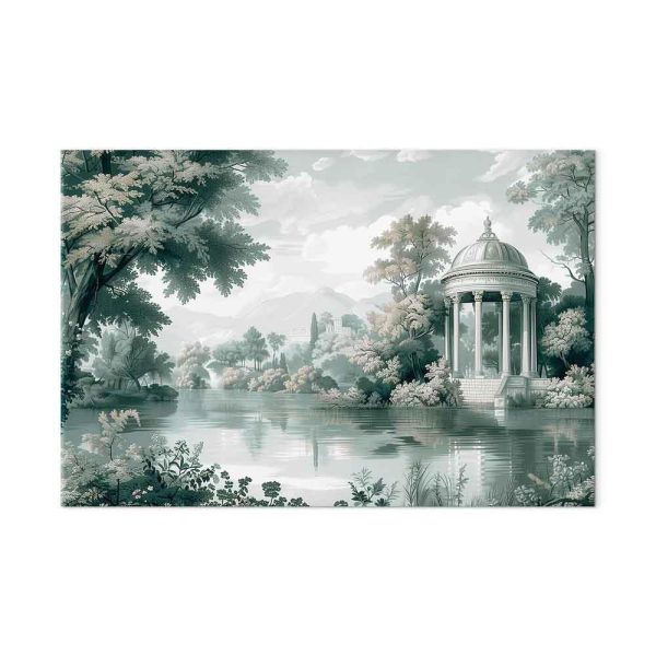 Tableau - View of the Park and Lake Retro Vintage Landscape in Greens
