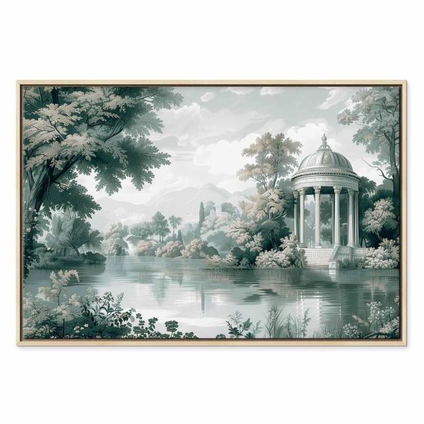 Tableau - View of the Park and Lake Retro Vintage Landscape in Greens