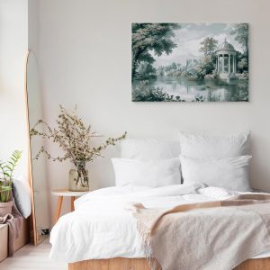 Tableau - View of the Park and Lake Retro Vintage Landscape in Greens