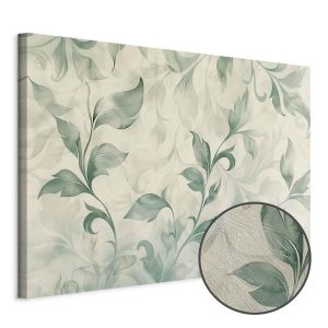 Tableau - Watercolor Botanical Motif Delicate Green-Beige Leaves