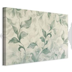 Tableau - Watercolor Botanical Motif Delicate Green-Beige Leaves