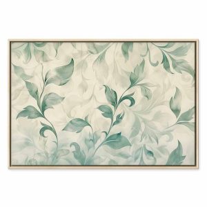 Tableau - Watercolor Botanical Motif Delicate Green-Beige Leaves