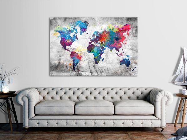 Tableau en liège - World Map: Grey Style