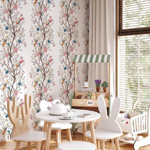 Tapisserie murale - Birds on a Flowering Twig