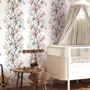 Tapisserie murale - Birds on a Flowering Twig