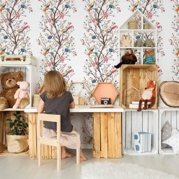 Tapisserie murale - Birds on a Flowering Twig