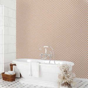 Tapisserie murale - Checkerboard Pattern - Brown-White Grid with a Subtle Noise