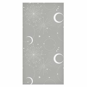 Tapisserie murale - Cosmic Fireworks - Elegant pattern with moons and stars on a gray background