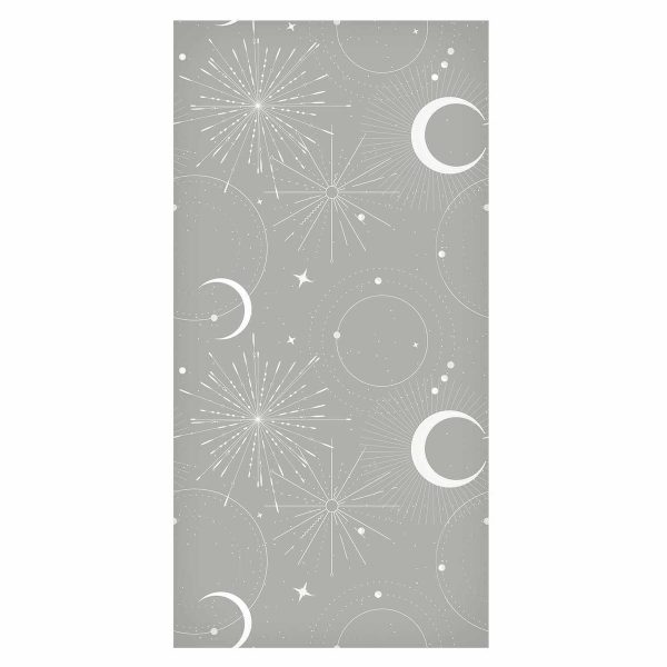 Tapisserie murale - Cosmic Fireworks - Elegant pattern with moons and stars on a gray background