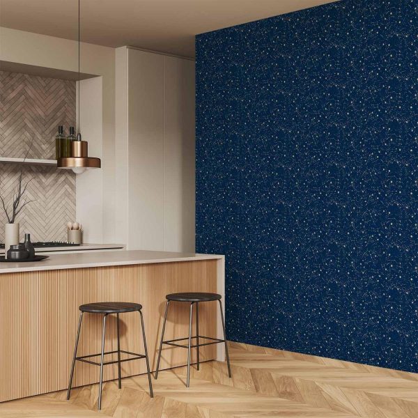 Tapisserie murale - Cosmic Inspirations - Pattern with Stars and Constellations on a Dark Background