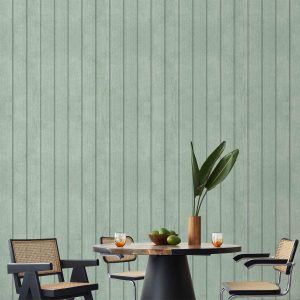 Tapisserie murale - Delicate Wood - Vertical stripes in a pastel green shade