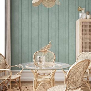 Tapisserie murale - Delicate Wood - Vertical stripes in a pastel green shade