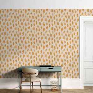 Tapisserie murale - Drawn Pattern in Dots and Spots - in shades of orange and ecru