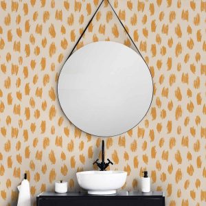 Tapisserie murale - Drawn Pattern in Dots and Spots - in shades of orange and ecru