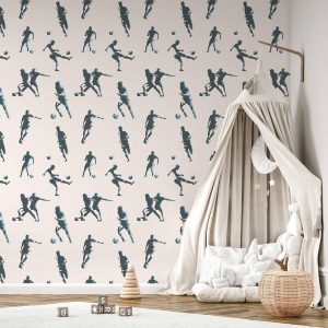 Tapisserie murale - Football Characters - Action and movement in silhouettes on a light background