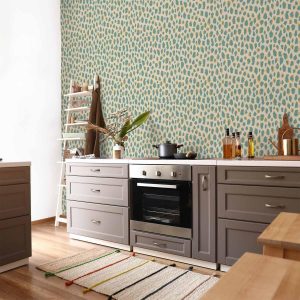 Tapisserie murale - Giraffe Pattern - animal pattern in turquoise spots on a light background