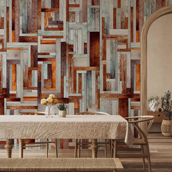 Tapisserie murale - Labyrinth of wooden planks