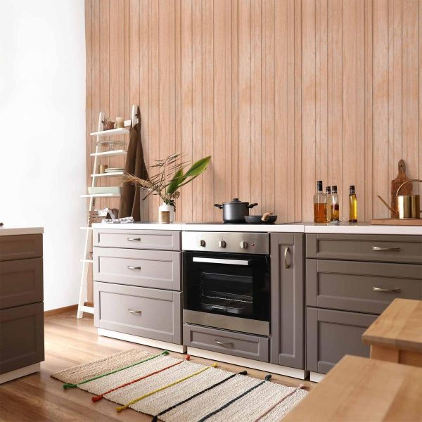 Tapisserie murale - Light Wood - Vertical panels in a warm beige shade