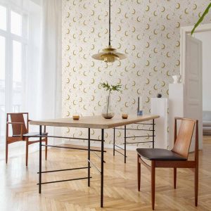 Tapisserie murale - Moonlit Nights - Delicate Moons and Clouds in a Warm Tone