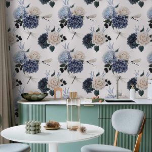 Tapisserie murale - Roses and Hydrangeas