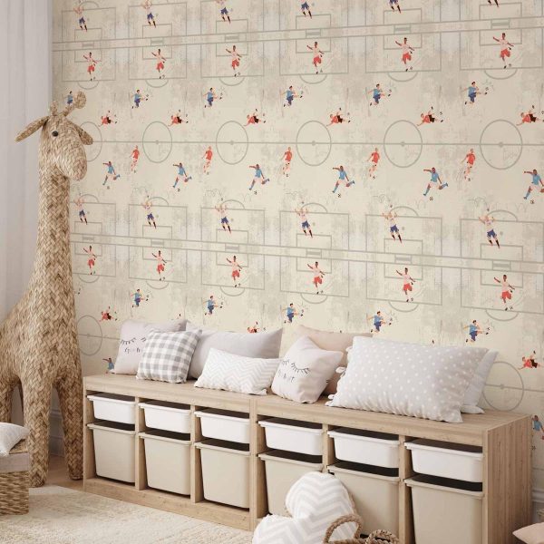 Tapisserie murale - Soccer Game - Illustration of soccer players in action on the field