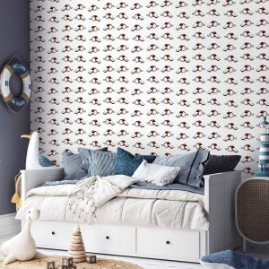 Tapisserie murale - Soccer Whistles - Black and white with red accents on a white background