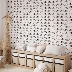 Tapisserie murale - Soccer Whistles - Black and white with red accents on a white background