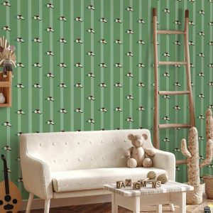 Tapisserie murale - Sports Whistles - Repeating pattern on a striped green background