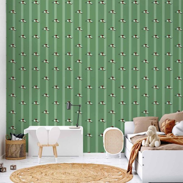 Tapisserie murale - Sports Whistles - Repeating pattern on a striped green background