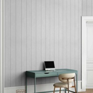 Tapisserie murale - Vertical Lines - White background with a delicate wood pattern vertically