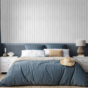 Tapisserie murale - Wooden Texture - Symmetrical vertical lines on a white background